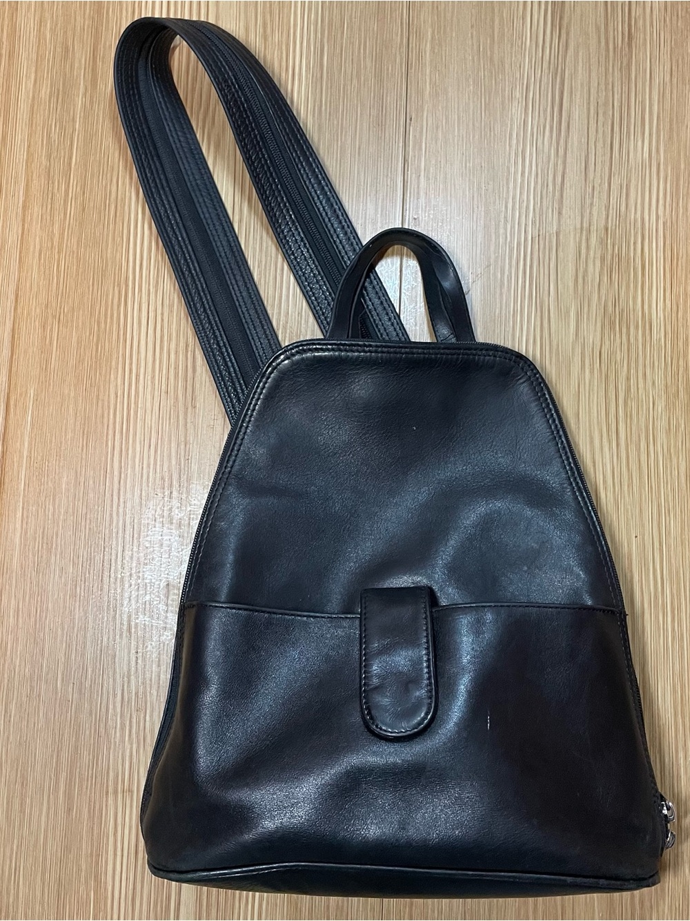 Vintage Arnold Churgin Leather Convertible Sling Backpack Purse Black Handmade